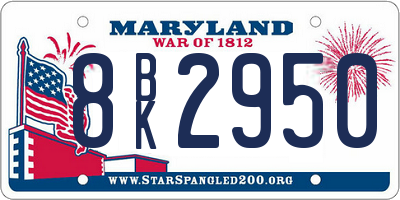 MD license plate 8BK2950