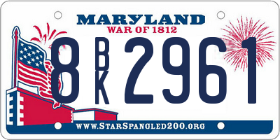 MD license plate 8BK2961