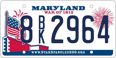 MD license plate 8BK2964