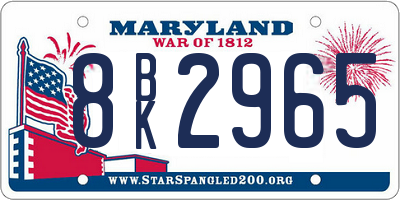 MD license plate 8BK2965
