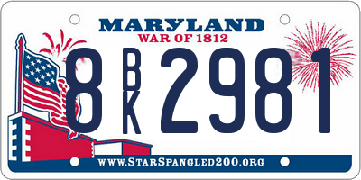 MD license plate 8BK2981