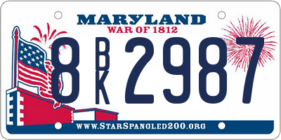 MD license plate 8BK2987