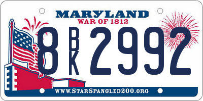 MD license plate 8BK2992
