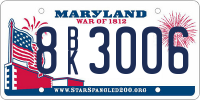 MD license plate 8BK3006