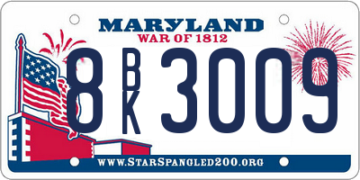 MD license plate 8BK3009