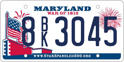 MD license plate 8BK3045