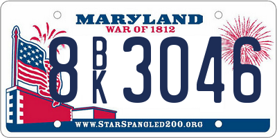 MD license plate 8BK3046