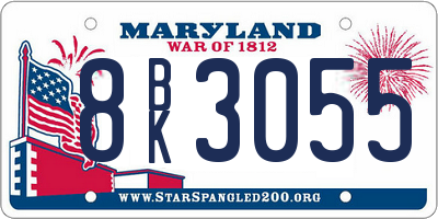 MD license plate 8BK3055