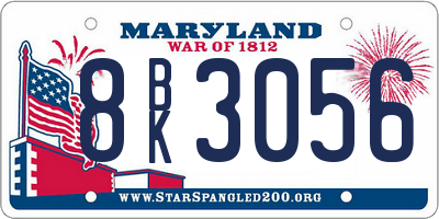 MD license plate 8BK3056