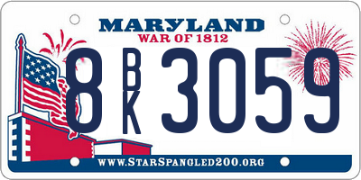 MD license plate 8BK3059