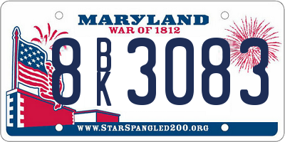 MD license plate 8BK3083