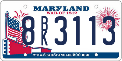 MD license plate 8BK3113