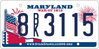 MD license plate 8BK3115