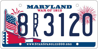 MD license plate 8BK3120