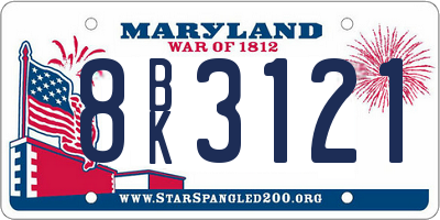 MD license plate 8BK3121
