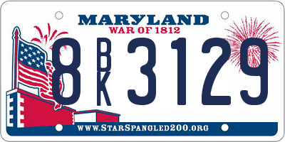 MD license plate 8BK3129