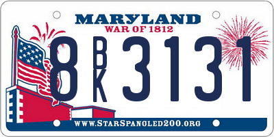 MD license plate 8BK3131