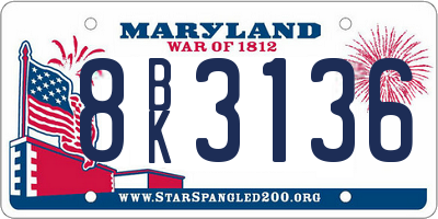 MD license plate 8BK3136