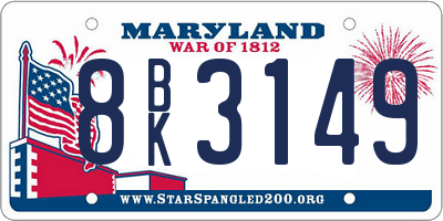 MD license plate 8BK3149