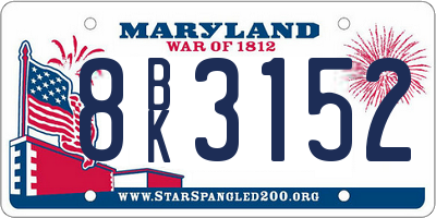 MD license plate 8BK3152