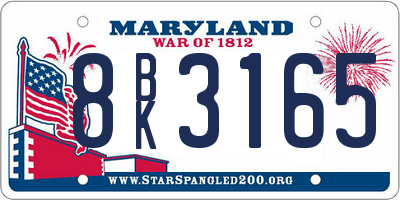 MD license plate 8BK3165