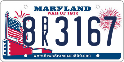 MD license plate 8BK3167