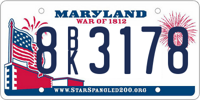 MD license plate 8BK3178