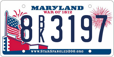 MD license plate 8BK3197