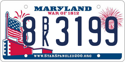 MD license plate 8BK3199