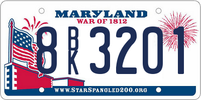 MD license plate 8BK3201