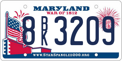 MD license plate 8BK3209