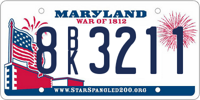MD license plate 8BK3211