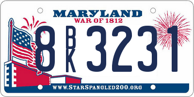 MD license plate 8BK3231