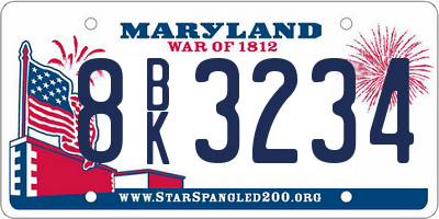MD license plate 8BK3234