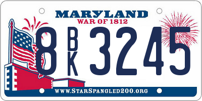 MD license plate 8BK3245