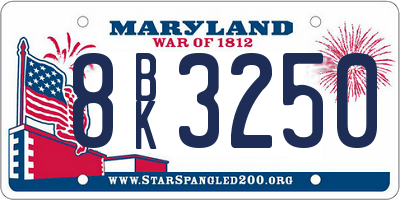 MD license plate 8BK3250