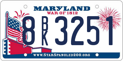 MD license plate 8BK3251