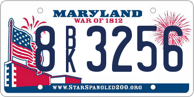 MD license plate 8BK3256