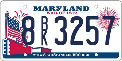 MD license plate 8BK3257