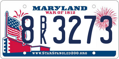 MD license plate 8BK3273