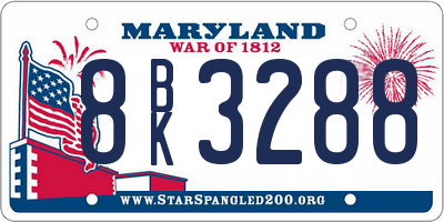 MD license plate 8BK3288