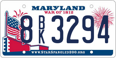 MD license plate 8BK3294