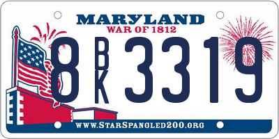 MD license plate 8BK3319