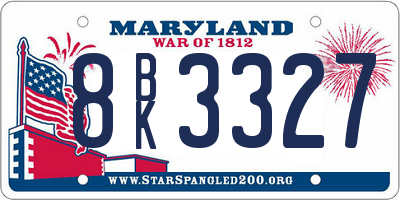 MD license plate 8BK3327