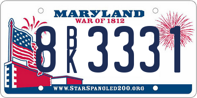 MD license plate 8BK3331