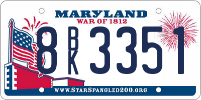 MD license plate 8BK3351