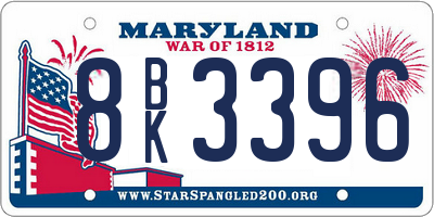MD license plate 8BK3396