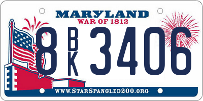 MD license plate 8BK3406