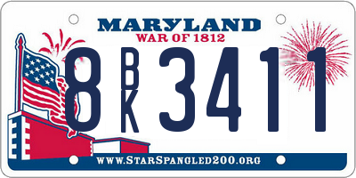 MD license plate 8BK3411