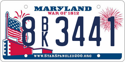 MD license plate 8BK3441